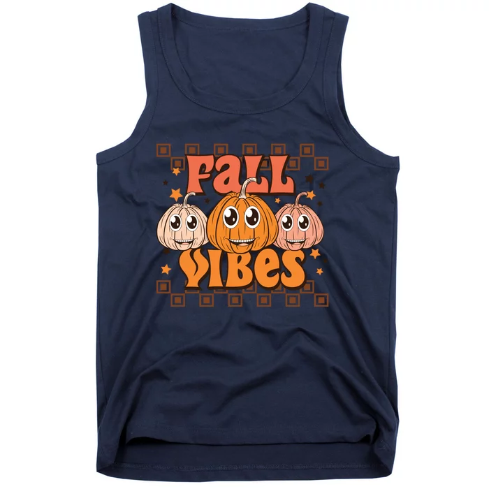 Fall Vibes Autumn Season Thanksgiving Pumpkin Spice Funny Tank Top