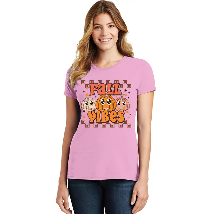 Fall Vibes Autumn Season Thanksgiving Pumpkin Spice Funny Women's T-Shirt