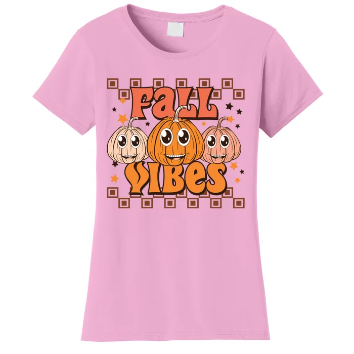 Fall Vibes Autumn Season Thanksgiving Pumpkin Spice Funny Women's T-Shirt