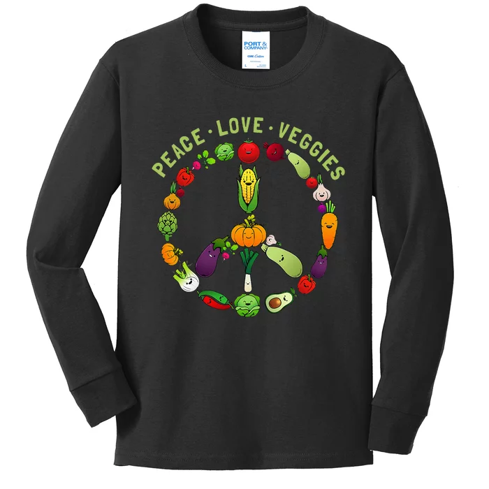 Funny Veggie Art For Women Vegan Food Vegetables Themed Kids Long Sleeve Shirt