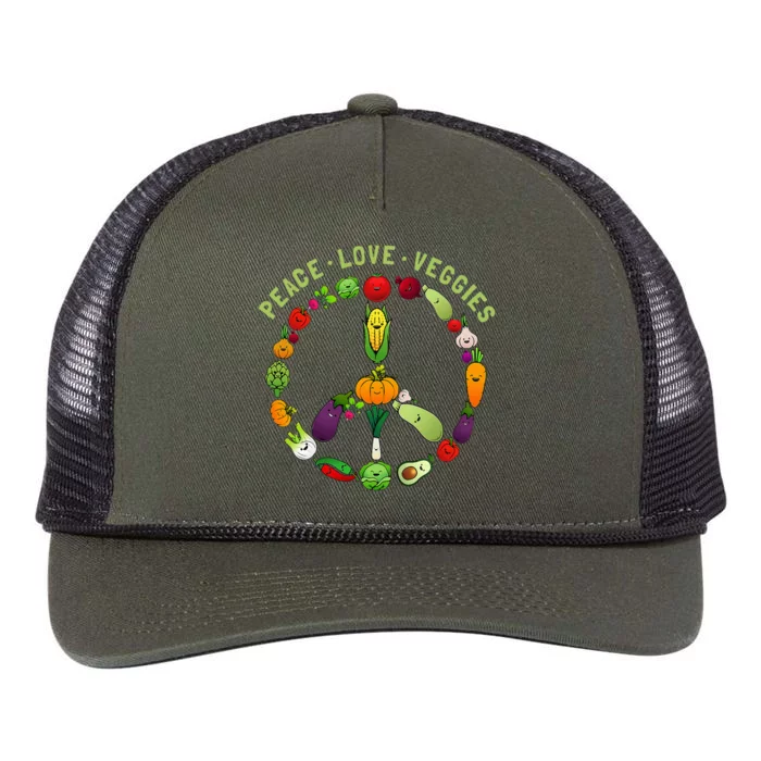 Funny Veggie Art For Women Vegan Food Vegetables Themed Retro Rope Trucker Hat Cap