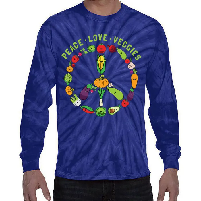 Funny Veggie Art For Women Men Vegan Food Vegetables Themed Tie-Dye Long Sleeve Shirt