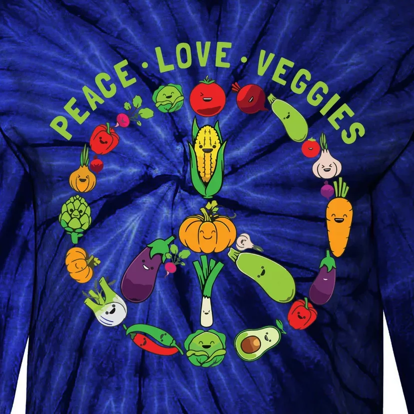 Funny Veggie Art For Women Men Vegan Food Vegetables Themed Tie-Dye Long Sleeve Shirt