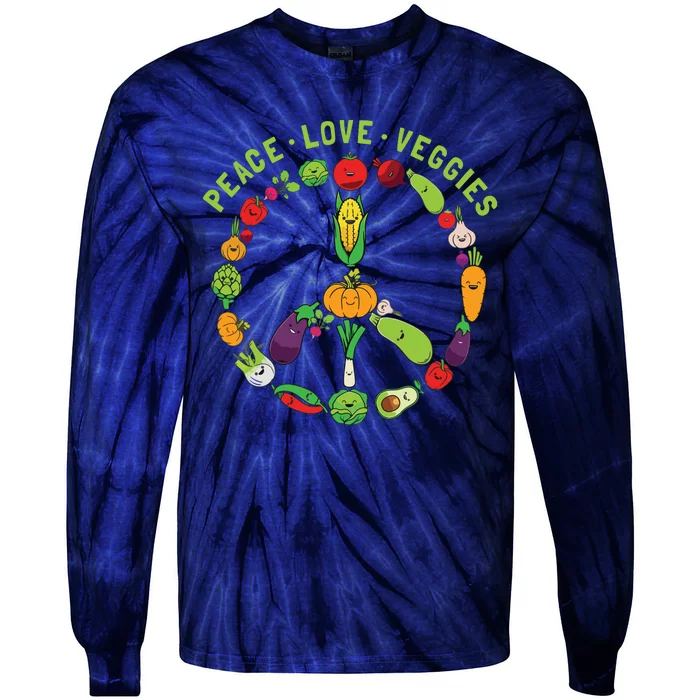 Funny Veggie Art For Women Men Vegan Food Vegetables Themed Tie-Dye Long Sleeve Shirt