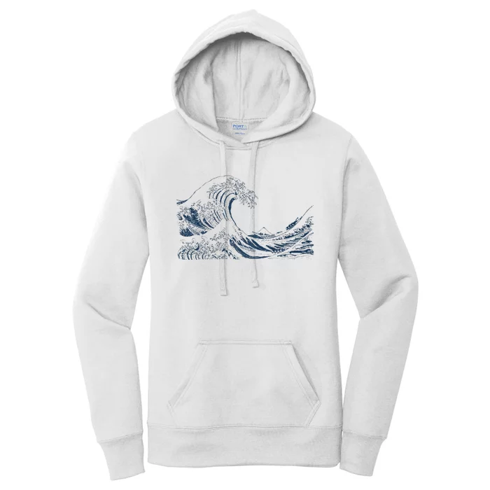 Famous Vintage Art Great Ocean Wave Hokusai Special Design Women's Pullover Hoodie