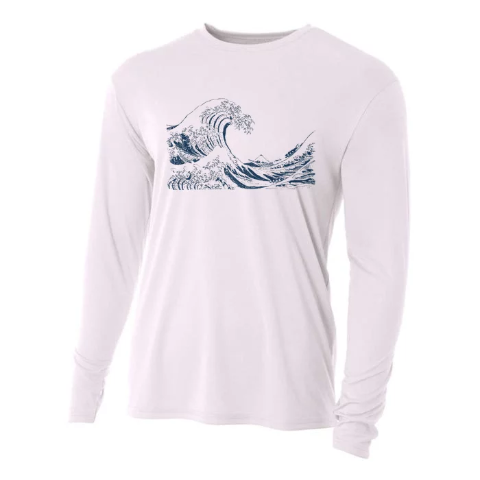 Famous Vintage Art Great Ocean Wave Hokusai Special Design Cooling Performance Long Sleeve Crew