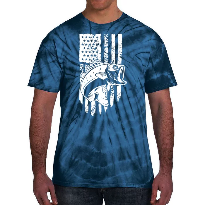 Fishing Vintage American Flag Tie-Dye T-Shirt