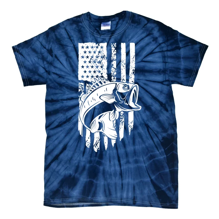 Fishing Vintage American Flag Tie-Dye T-Shirt