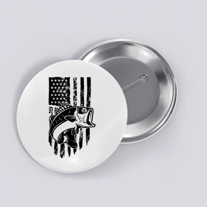 Fishing Vintage American Flag Button