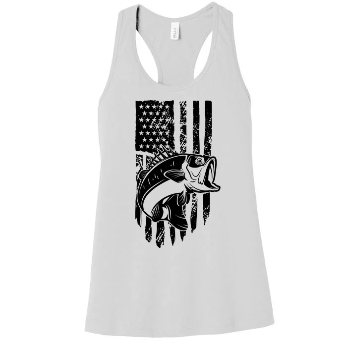 Fishing Vintage American Flag Women's Racerback Tank