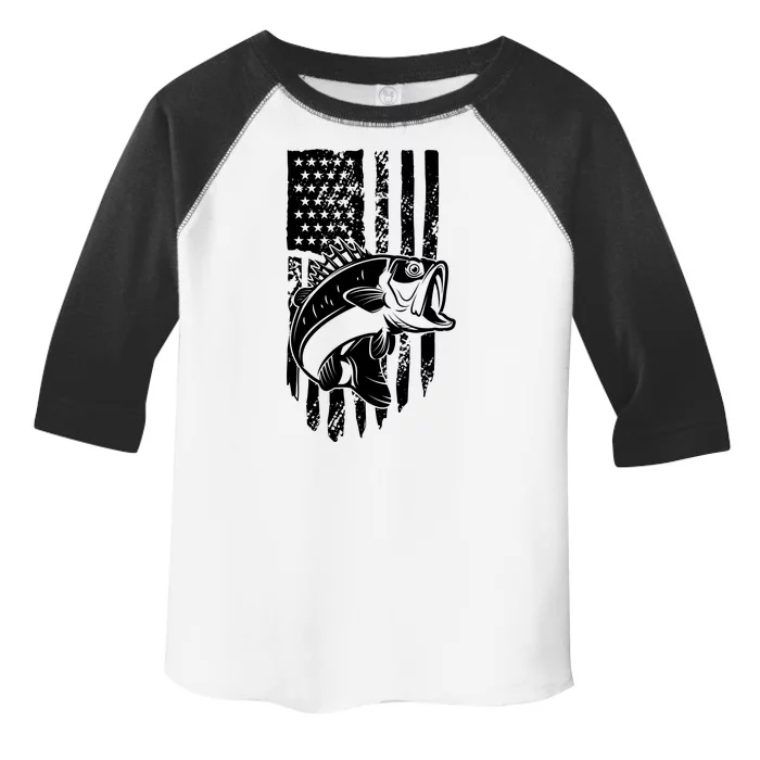 Fishing Vintage American Flag Toddler Fine Jersey T-Shirt