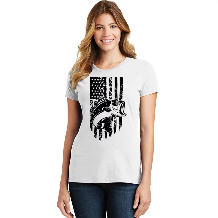 Fishing Vintage American Flag Women's T-Shirt