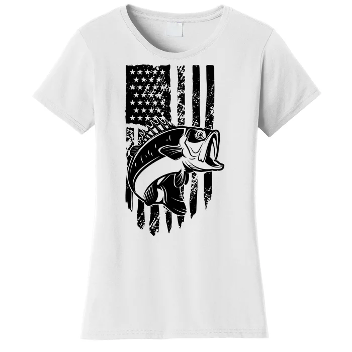 Fishing Vintage American Flag Women's T-Shirt