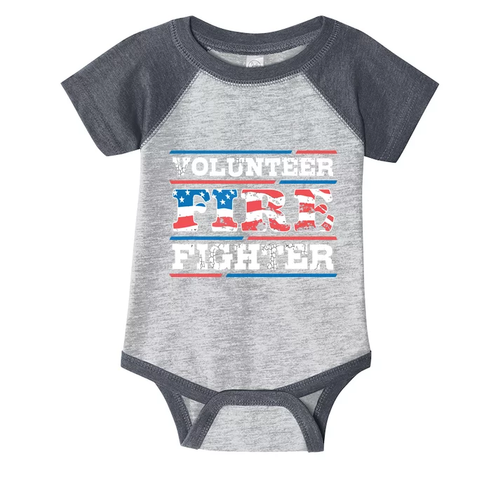 Firefighter Volunteer American Flag Fire Department Fireman Infant Baby Jersey Bodysuit