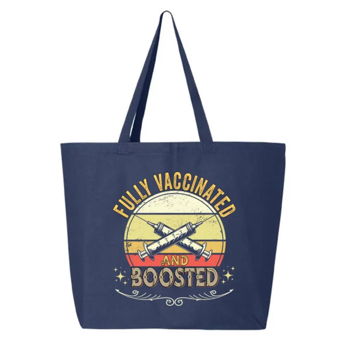 Fully Vaccinated And Boosted Retro Vintage Grunge Sunset Funny Gift 25L Jumbo Tote