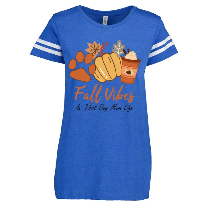 Fall Vibes And That Dog Mom Life Pumpkin Fall Thanksgiving Funny Enza Ladies Jersey Football T-Shirt