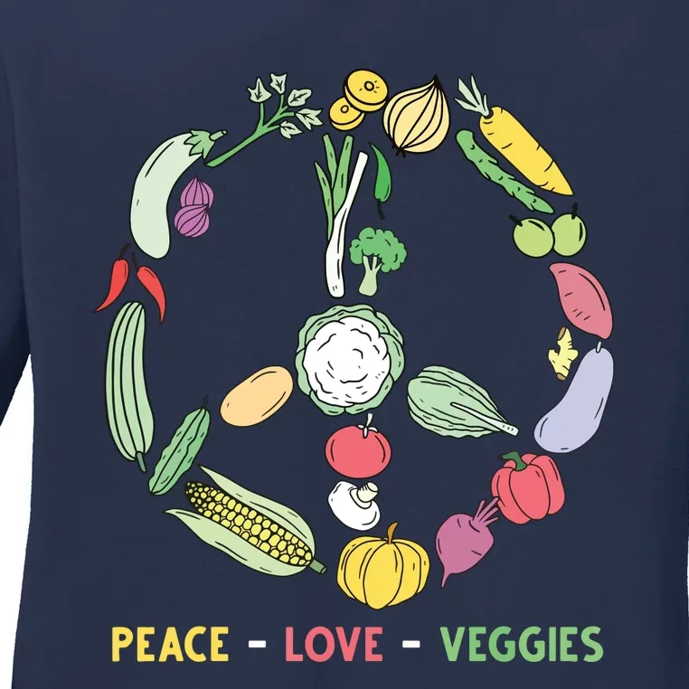 Funny Veggie Art For Women Men Vegan Food Vegetables Themed Ladies Long Sleeve Shirt