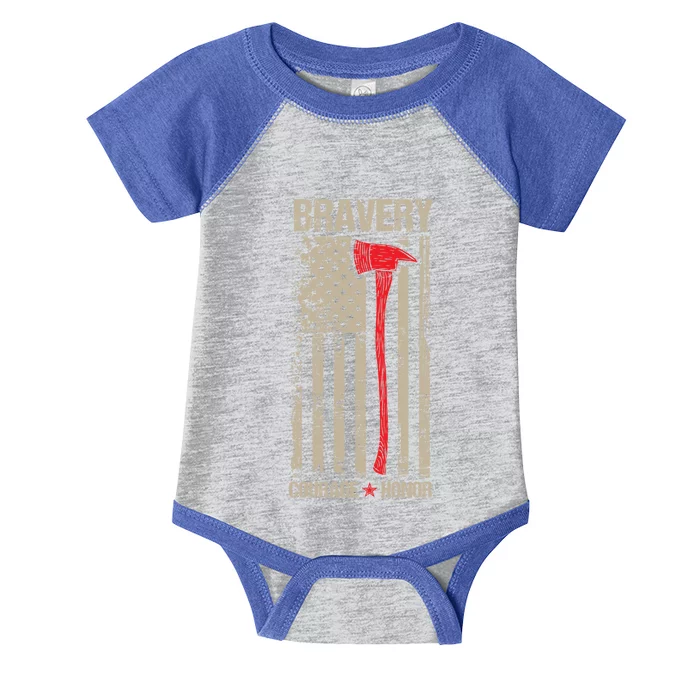 Firefighter Vintage American Flag Fire Departt Fire Gift Infant Baby Jersey Bodysuit