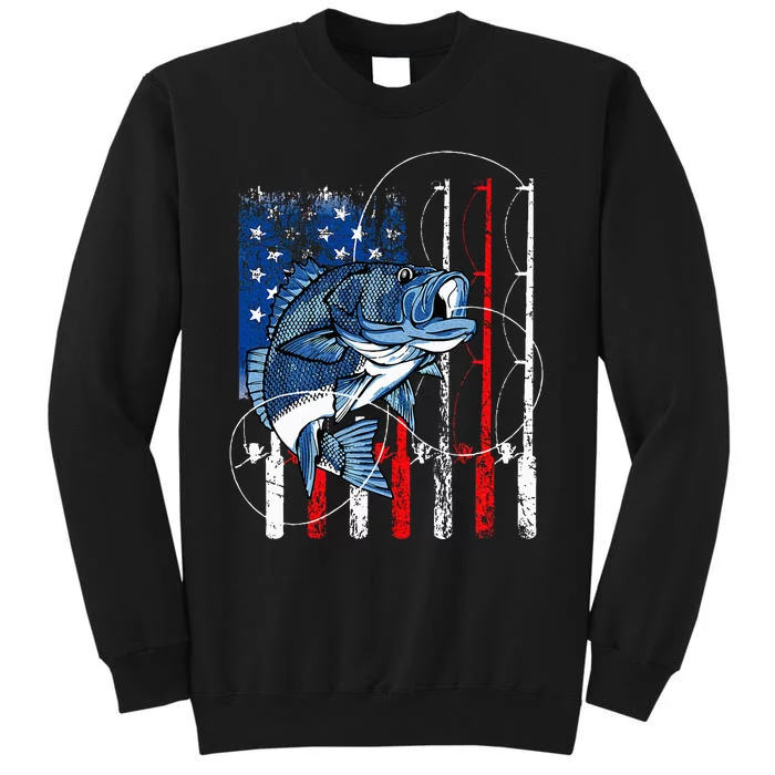 Fishing Vintage American Flag Bass Fisherman Gifts Sweatshirt