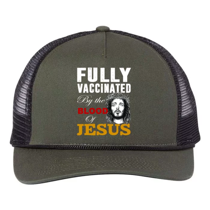 Fully Vaccinated By The Blood Of Jesus Retro Rope Trucker Hat Cap