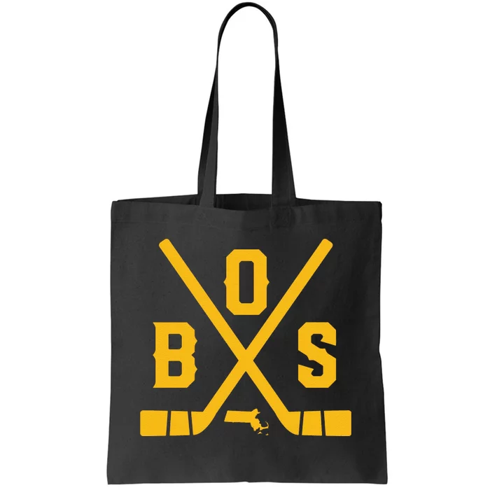 Funny Vintage Boston Hockey Sticks State Outline Tote Bag