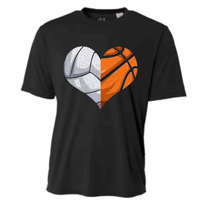 Funny Volleyball Basketball Heart Mom Dad Mama Mothers Day Cool Gift Cooling Performance Crew T-Shirt