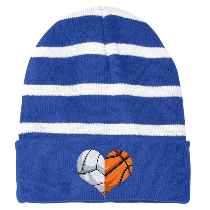 Funny Volleyball Basketball Heart Mom Dad Mama Mothers Day Cool Gift Striped Beanie with Solid Band