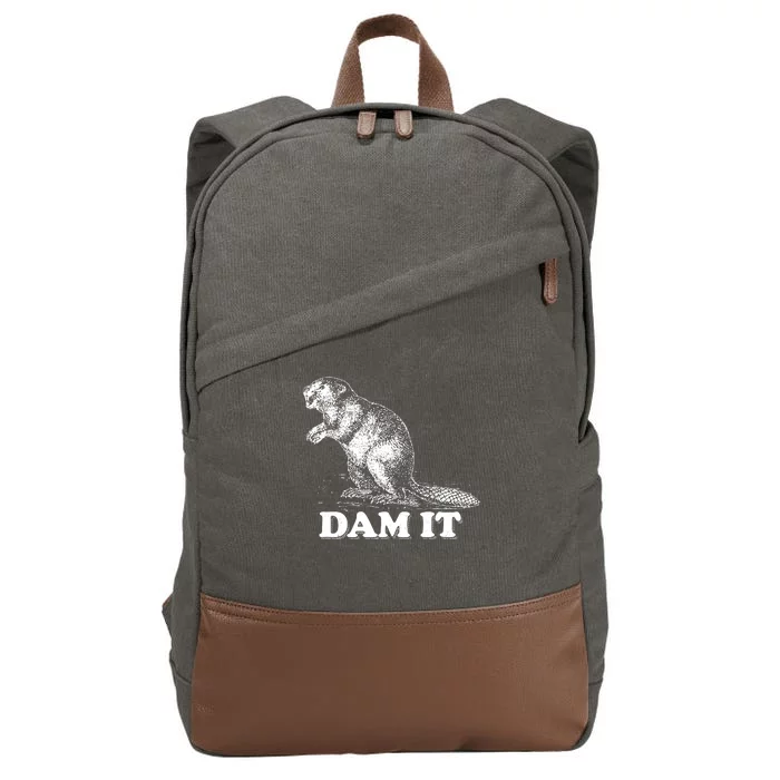 Funny Vintage Beaver Dam It Cotton Canvas Backpack