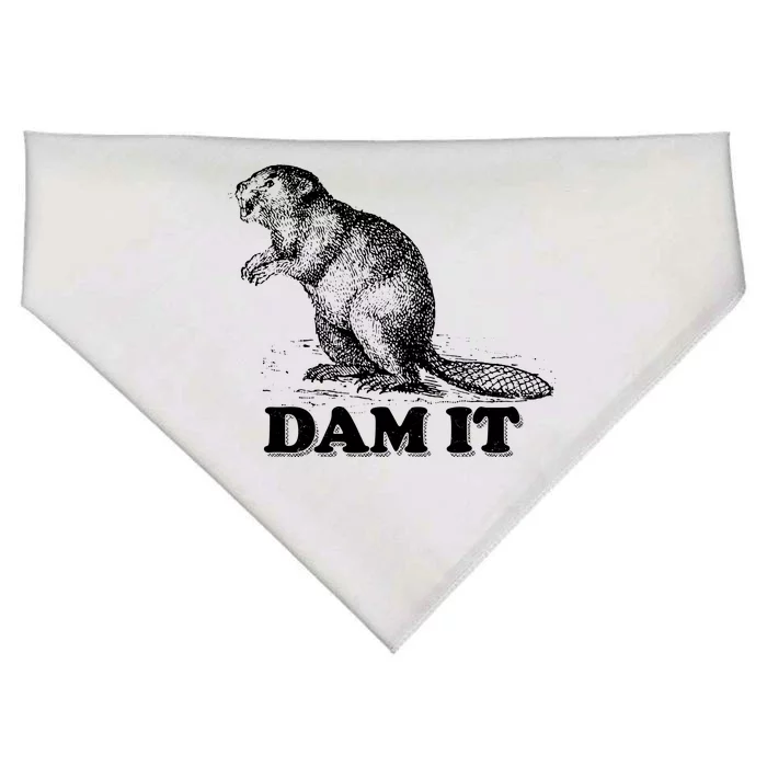 Funny Vintage Beaver Dam It USA-Made Doggie Bandana