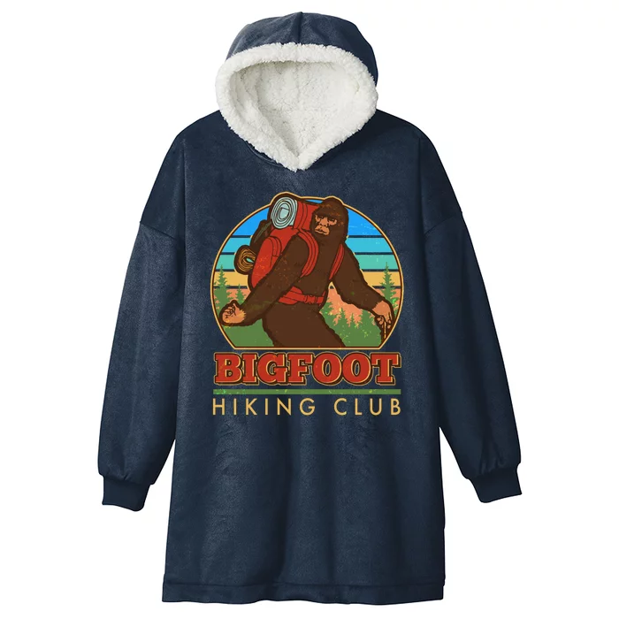 Funny Vintage Bigfoot Hiking Club Hooded Wearable Blanket