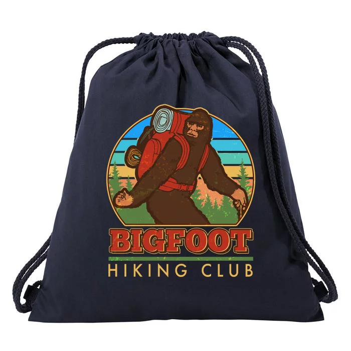 Funny Vintage Bigfoot Hiking Club Drawstring Bag