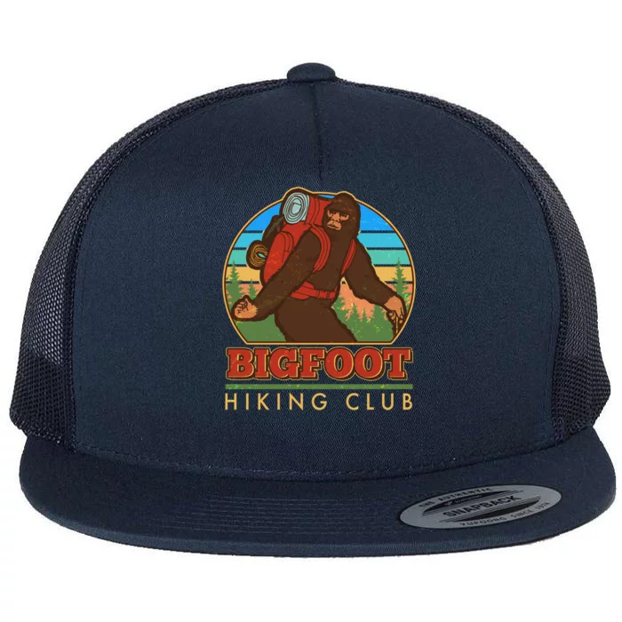 Funny Vintage Bigfoot Hiking Club Flat Bill Trucker Hat