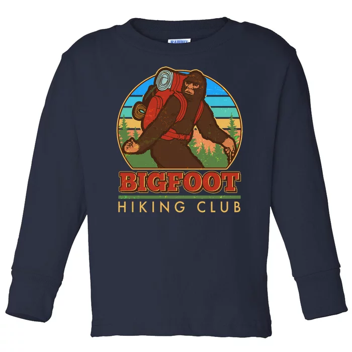 Funny Vintage Bigfoot Hiking Club Toddler Long Sleeve Shirt