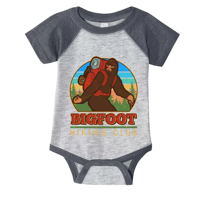 Funny Vintage Bigfoot Hiking Club Infant Baby Jersey Bodysuit