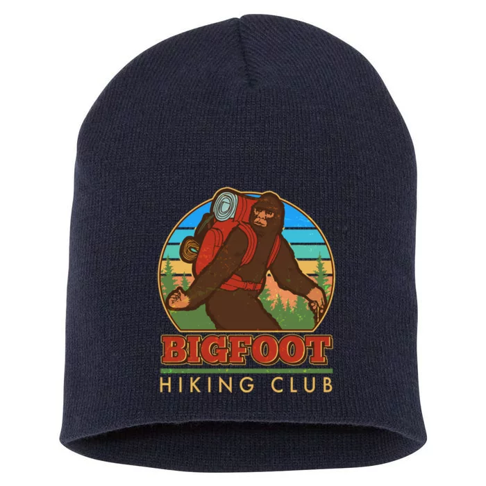 Funny Vintage Bigfoot Hiking Club Short Acrylic Beanie