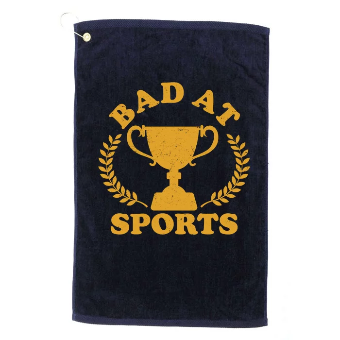 Funny Vintage Bad At Sports Trophy Award Platinum Collection Golf Towel