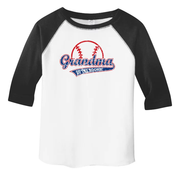 Funny Vintage Baseball Grandma Of The Rookie Toddler Fine Jersey T-Shirt