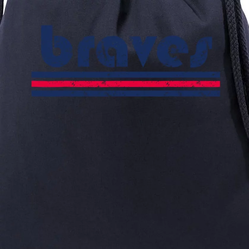 Funny Vintage Braves Retro Three Stripe Weathered 2dark Drawstring Bag