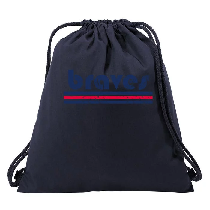 Funny Vintage Braves Retro Three Stripe Weathered 2dark Drawstring Bag