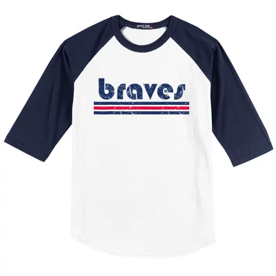 Womens Vintage Braves Retro Three Stripe Weathered Shirt V-Neck T-Shirt