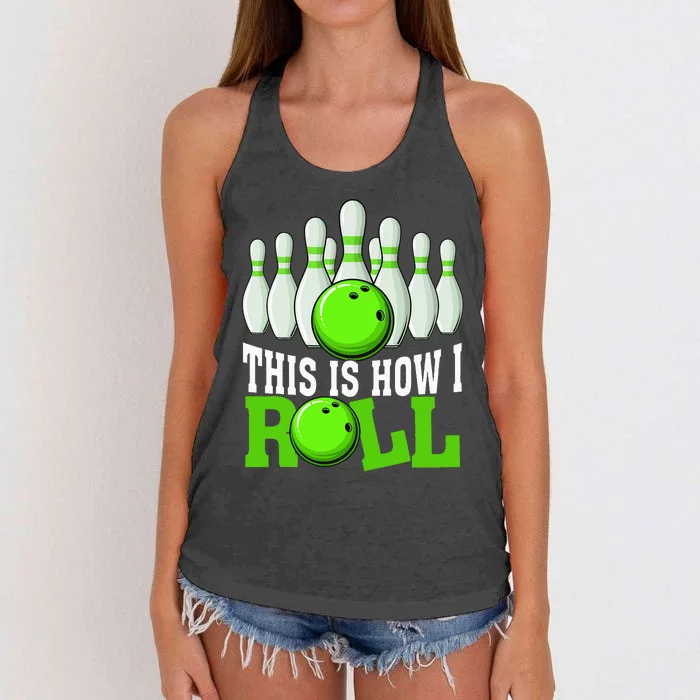 Funny Vintage Bowling Team Bowler Bowling Lover Women's Knotted Racerback Tank