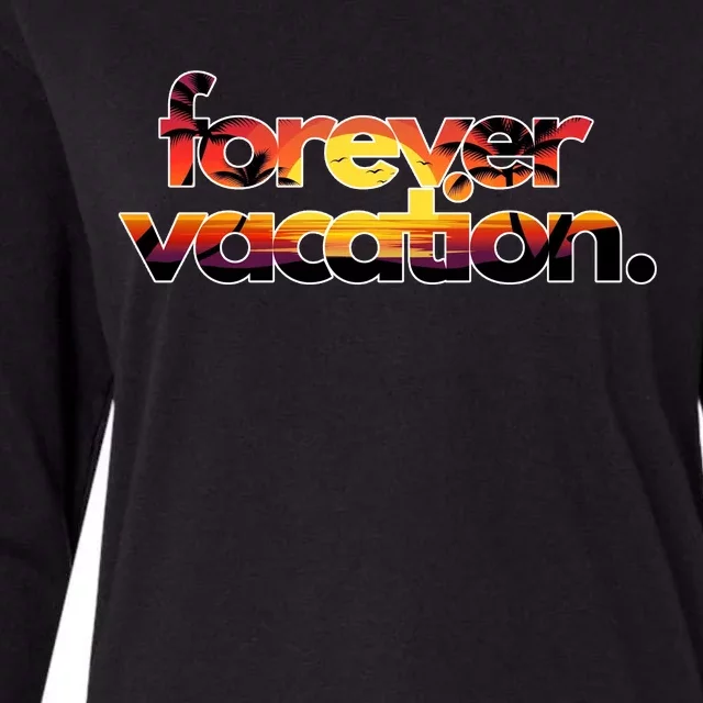 Forever Vacation Beach Sunset Tropical Womens Cotton Relaxed Long Sleeve T-Shirt