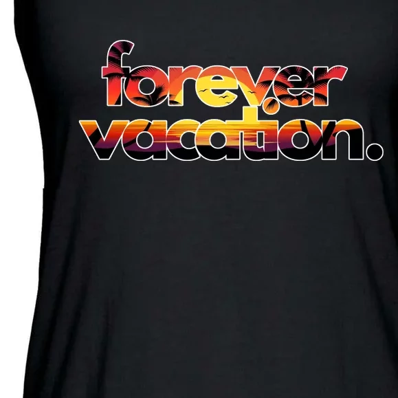 Forever Vacation Beach Sunset Tropical Ladies Essential Flowy Tank