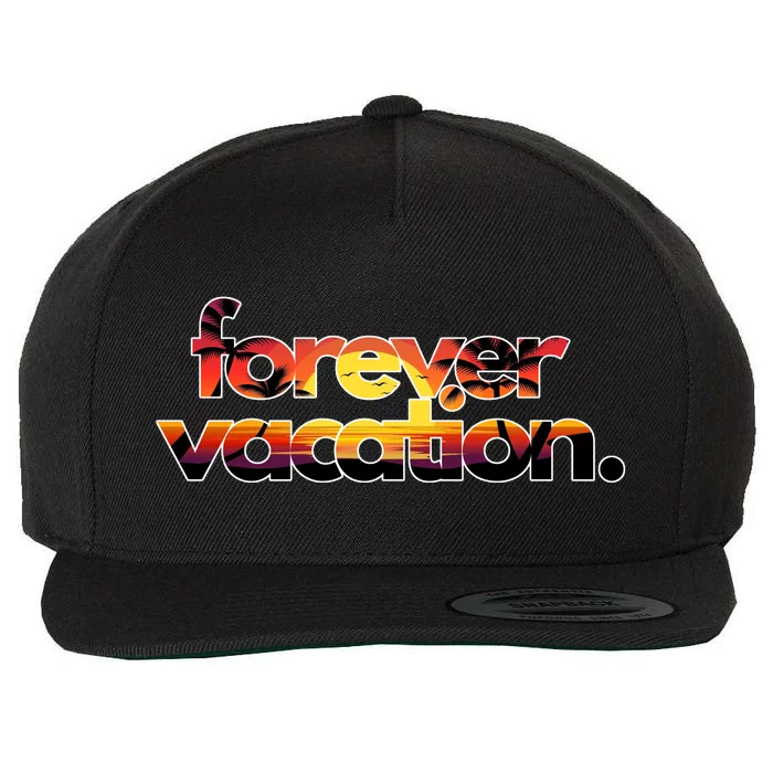 Forever Vacation Beach Sunset Tropical Wool Snapback Cap