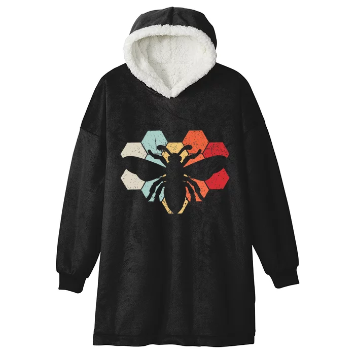 Funny Vintage Bee Art Beekeeping Lovers Hooded Wearable Blanket