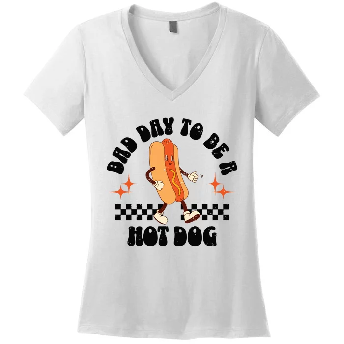 Funny Vintage Bad Day To Be A Hotdog Women's V-Neck T-Shirt