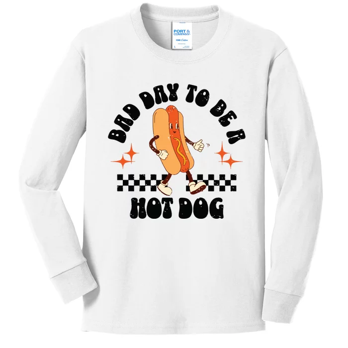 Funny Vintage Bad Day To Be A Hotdog Kids Long Sleeve Shirt