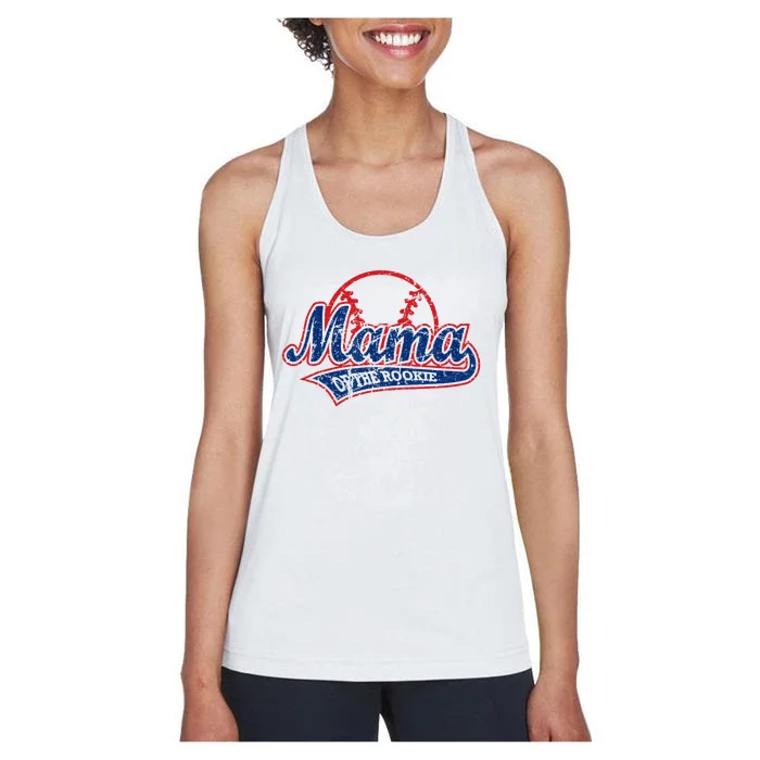 Funny Vintage Baseball Mama Of The Rookie Women's Racerback Tank