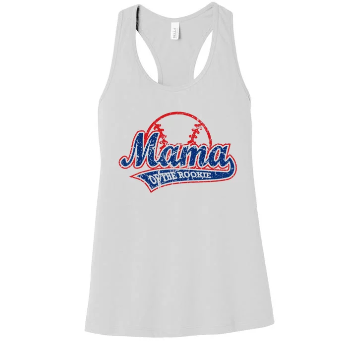 Funny Vintage Baseball Mama Of The Rookie Women's Racerback Tank