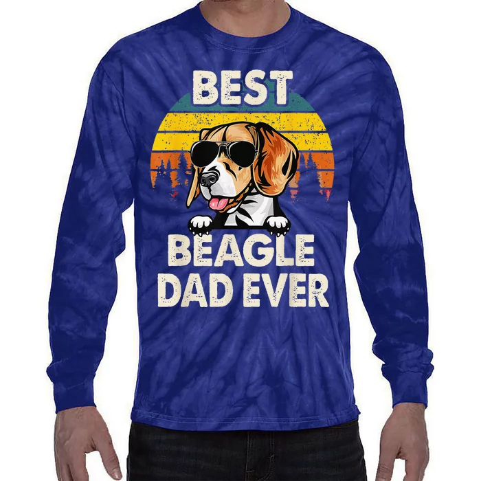 Funny Vintage Best Beagle Dog Dad Evers Lover Fathers Day Tie-Dye Long Sleeve Shirt